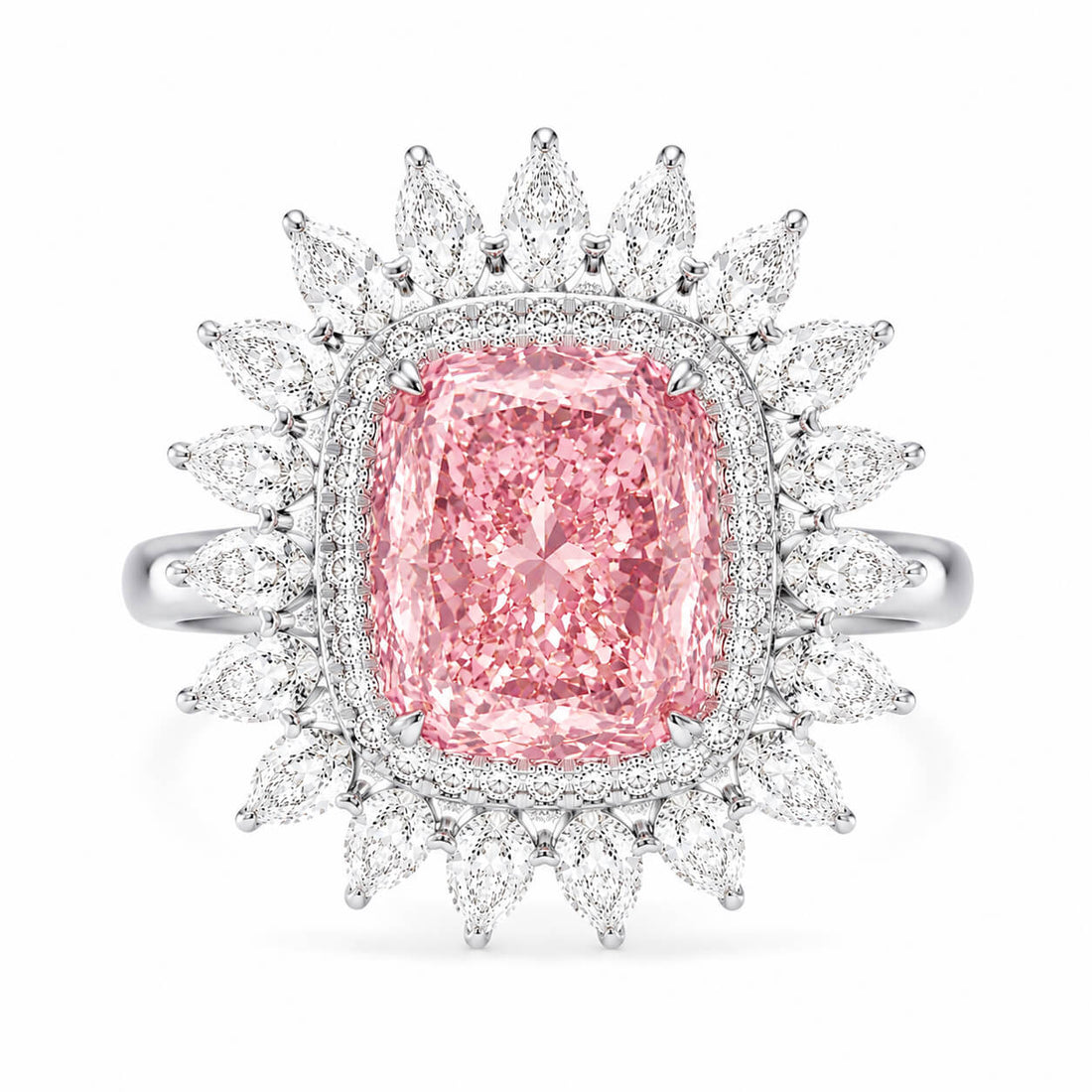18K gold lab grown pink diamond engagement ring