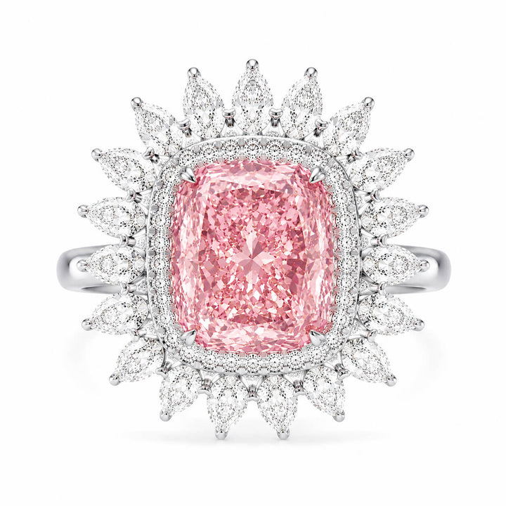 18K gold lab grown pink diamond engagement ring