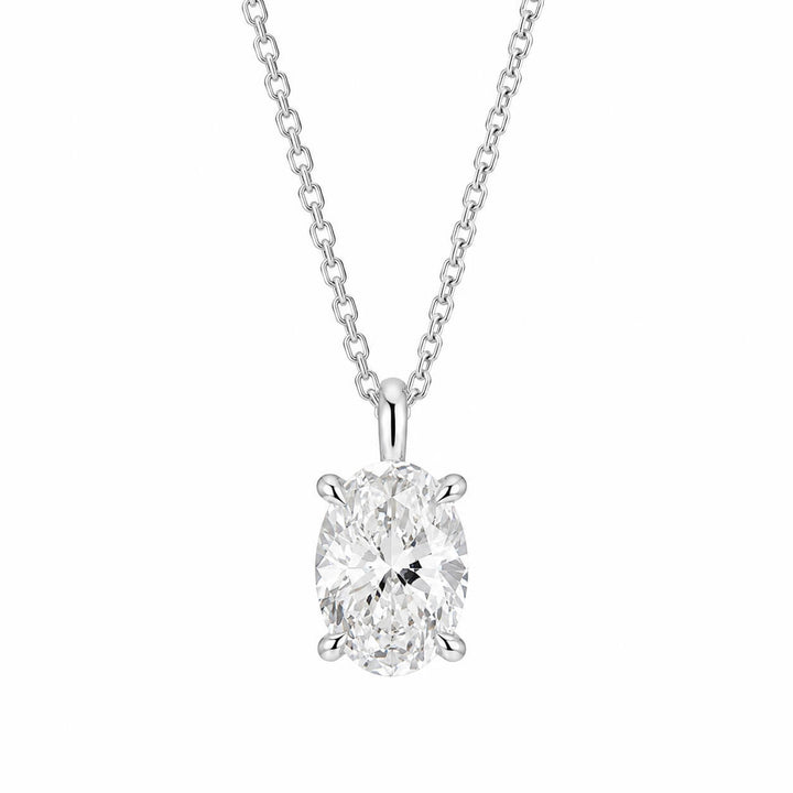 4 prongs oval cut lab grown diamond pendant necklace