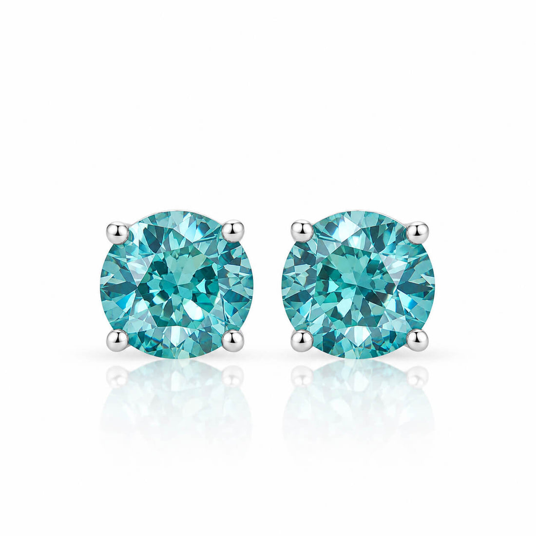 4 prongs round cut lab grown Paraiba earrings stud