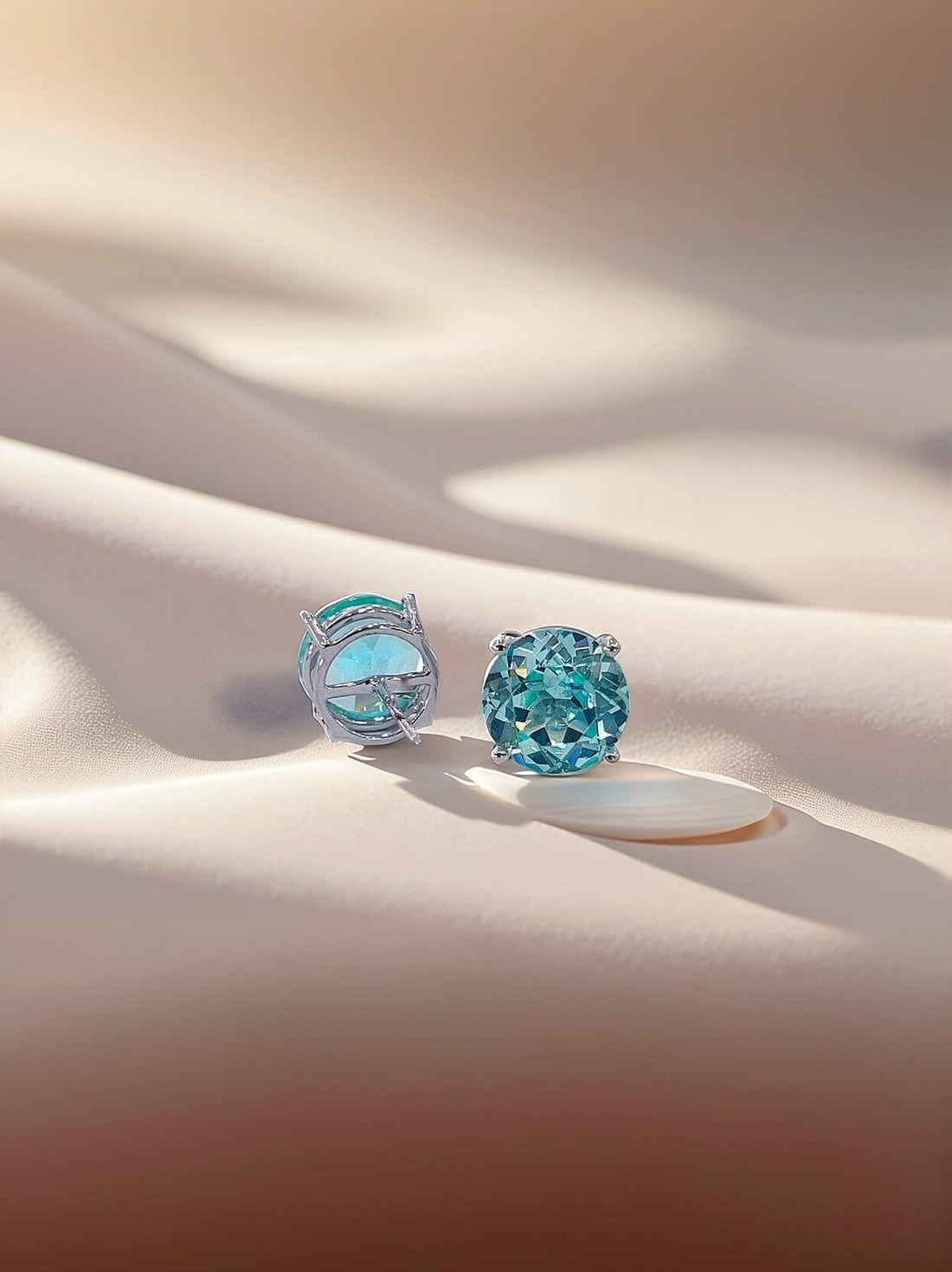 4 prongs round cut lab grown Paraiba earrings stud