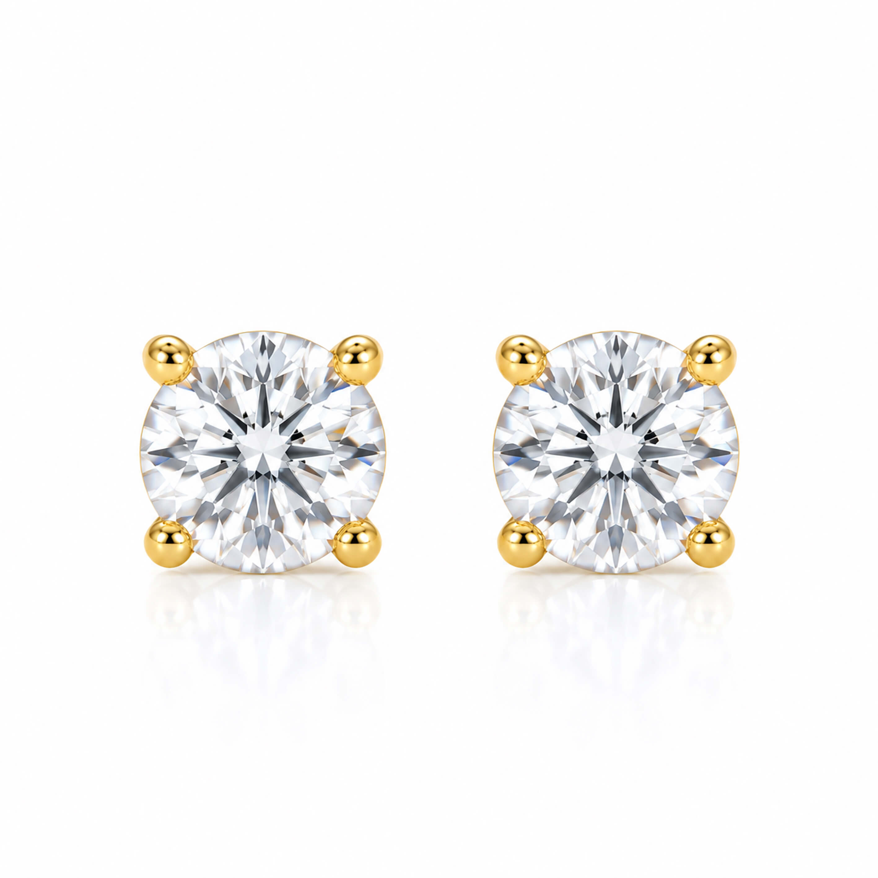 4 prongs round cut lab grown diamond earrings stud