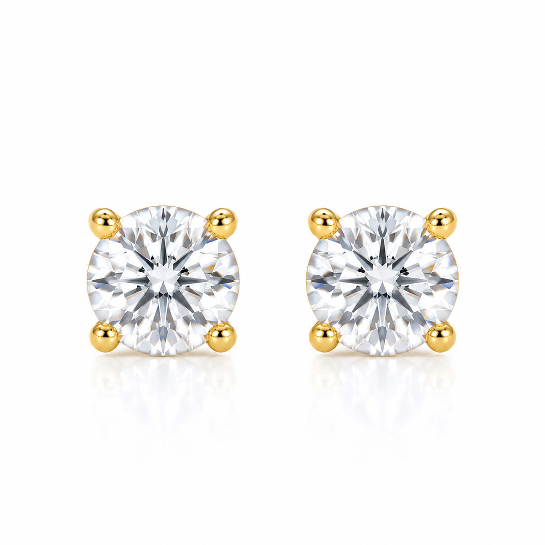 4 prongs round cut lab grown diamond earrings stud