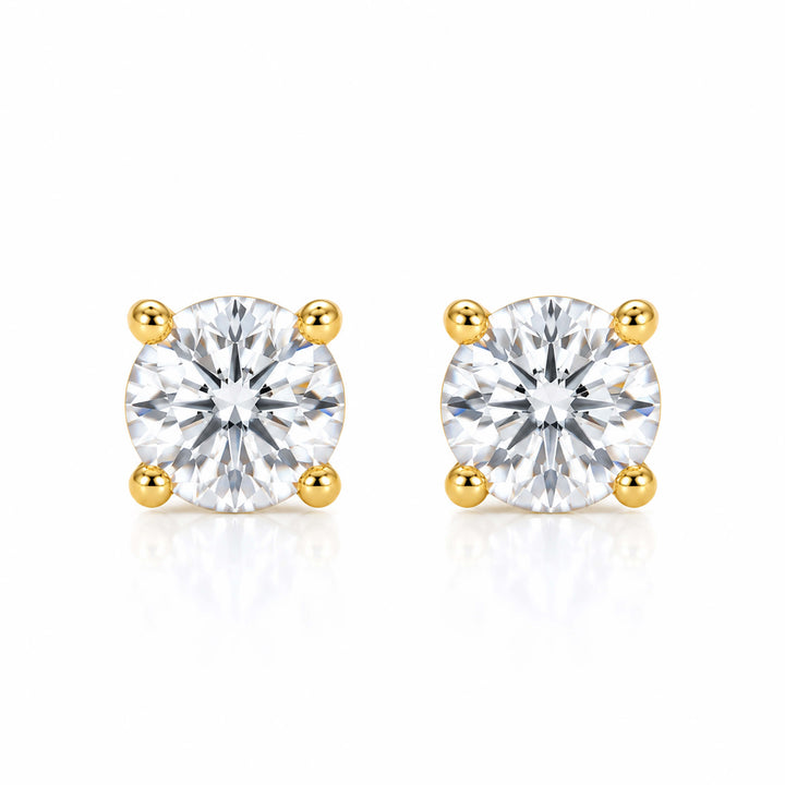 4 prongs round cut lab grown diamond earrings stud