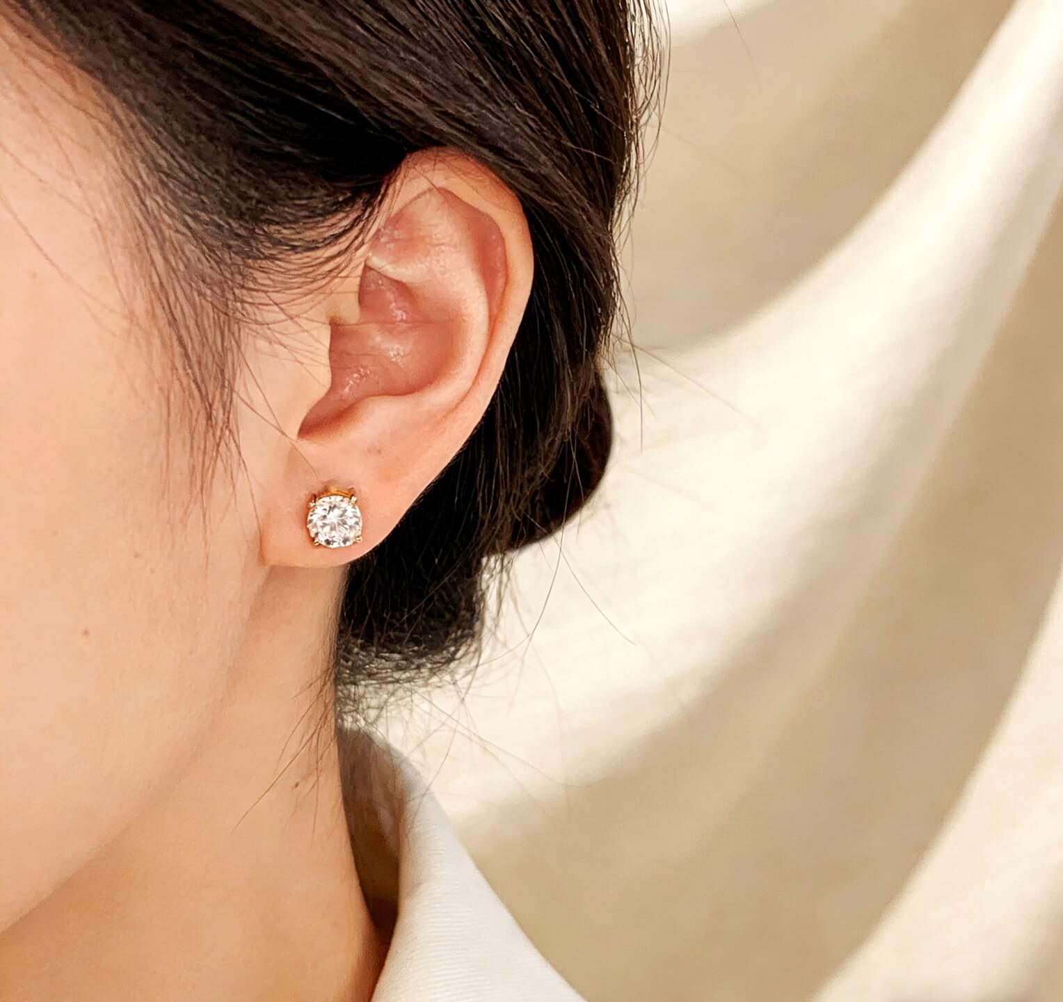 4 prongs round cut lab grown diamond earrings stud