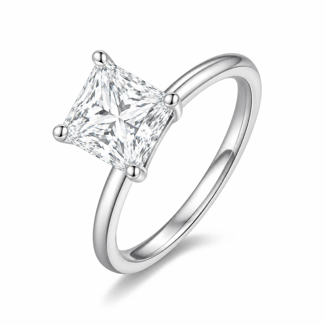 4 prongs princess cut lab grown diamond engagement ring
