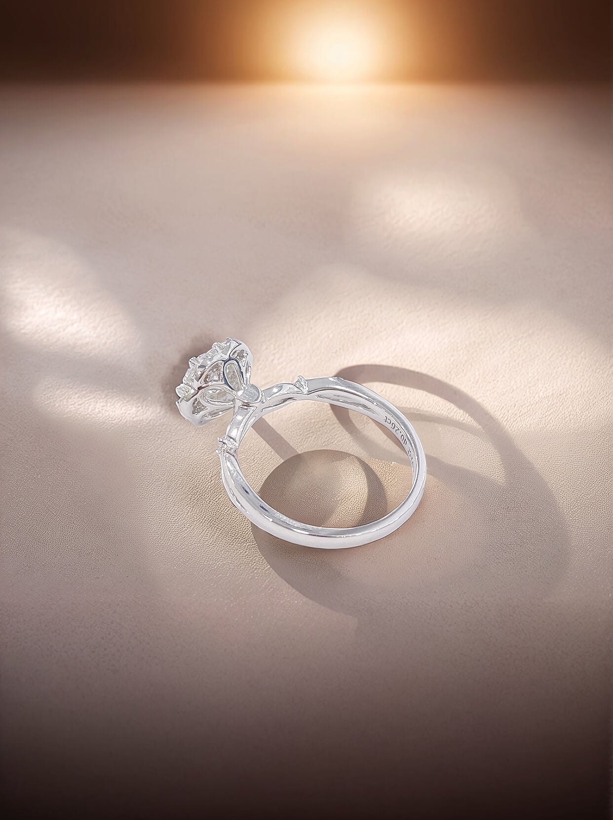 6 prongs halo setting round lab grown diamond engagement ring