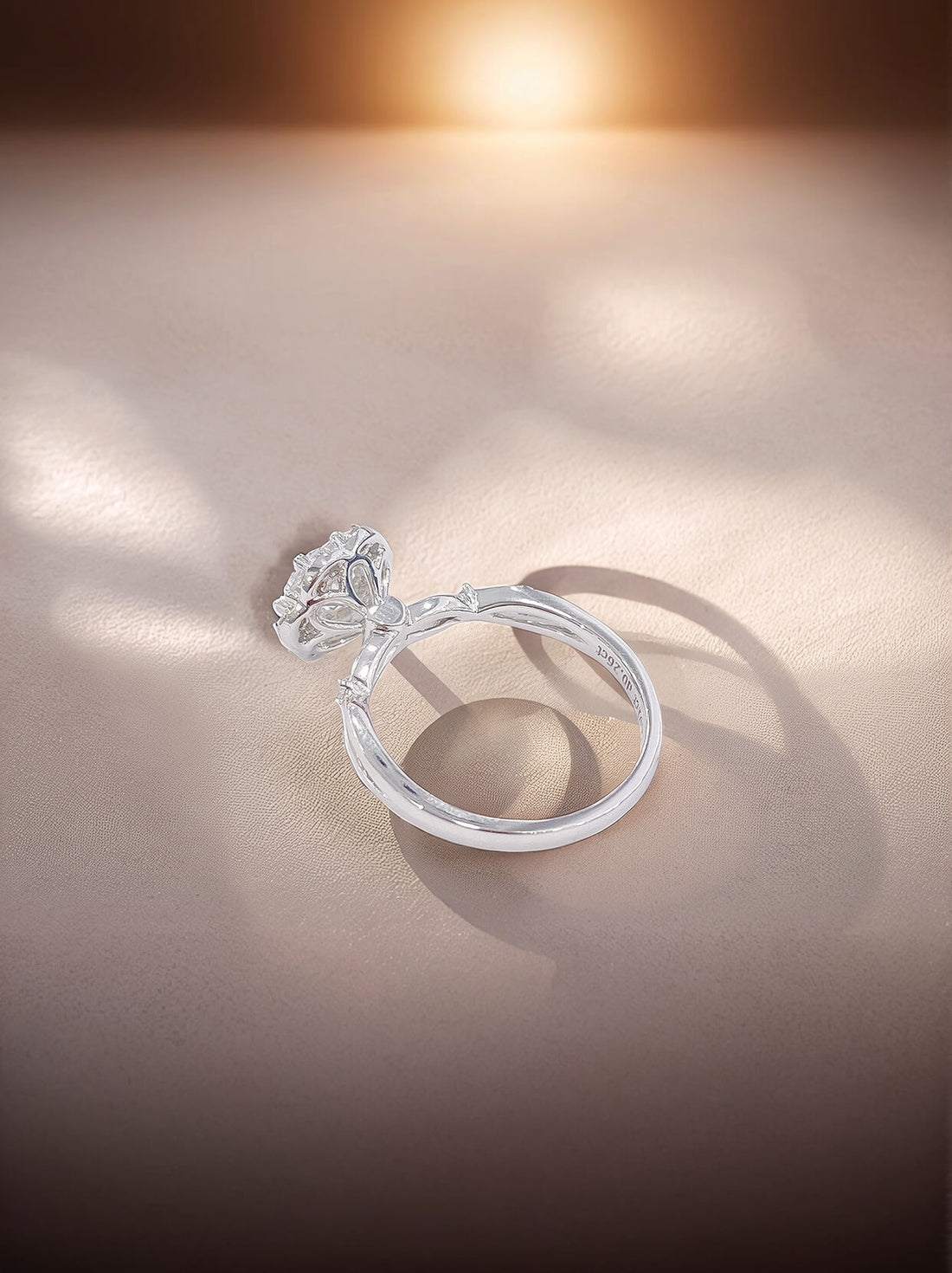 6 prongs halo setting round lab grown diamond engagement ring