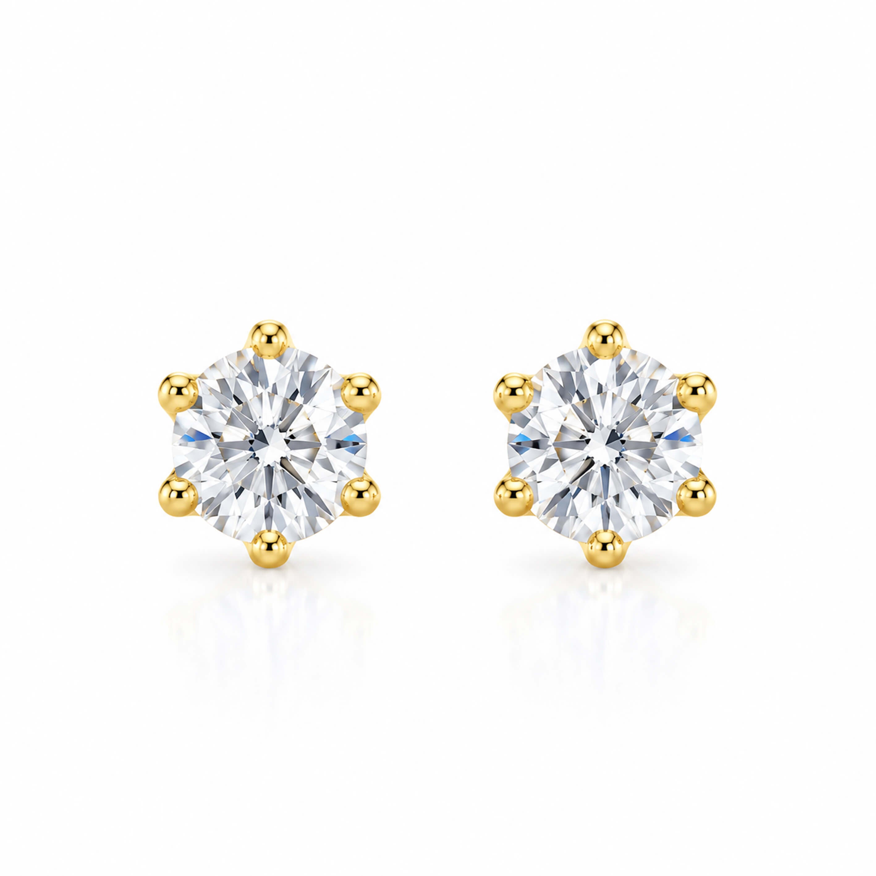6 prongs round cut lab grown diamond earrings stud
