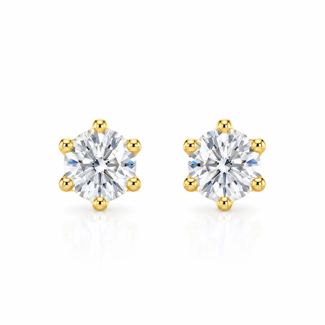 6 prongs round cut lab grown diamond earrings stud