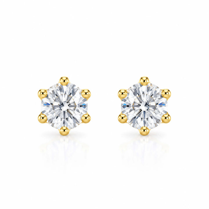 6 prongs round cut lab grown diamond earrings stud