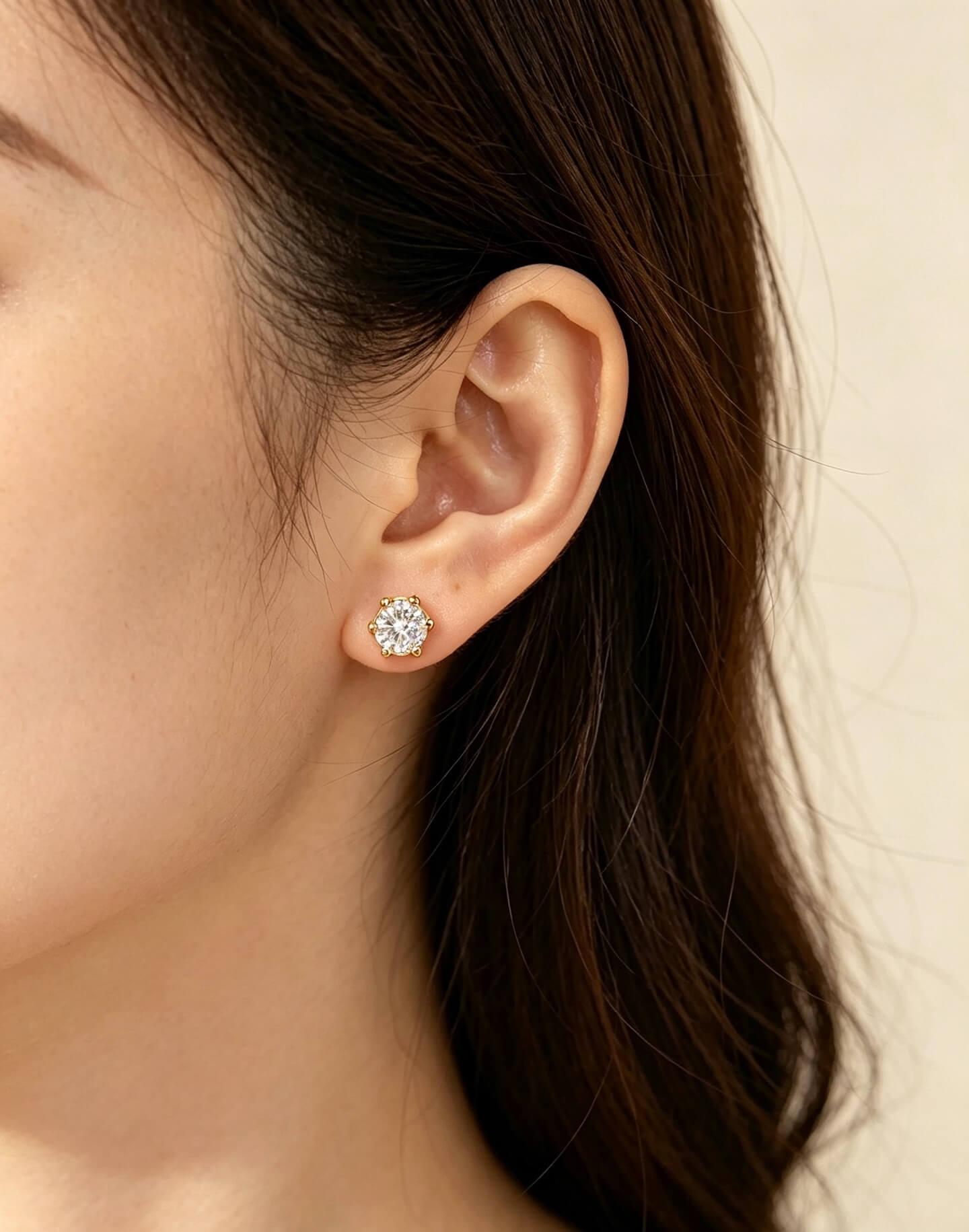 6 prongs round cut lab grown diamond earrings stud