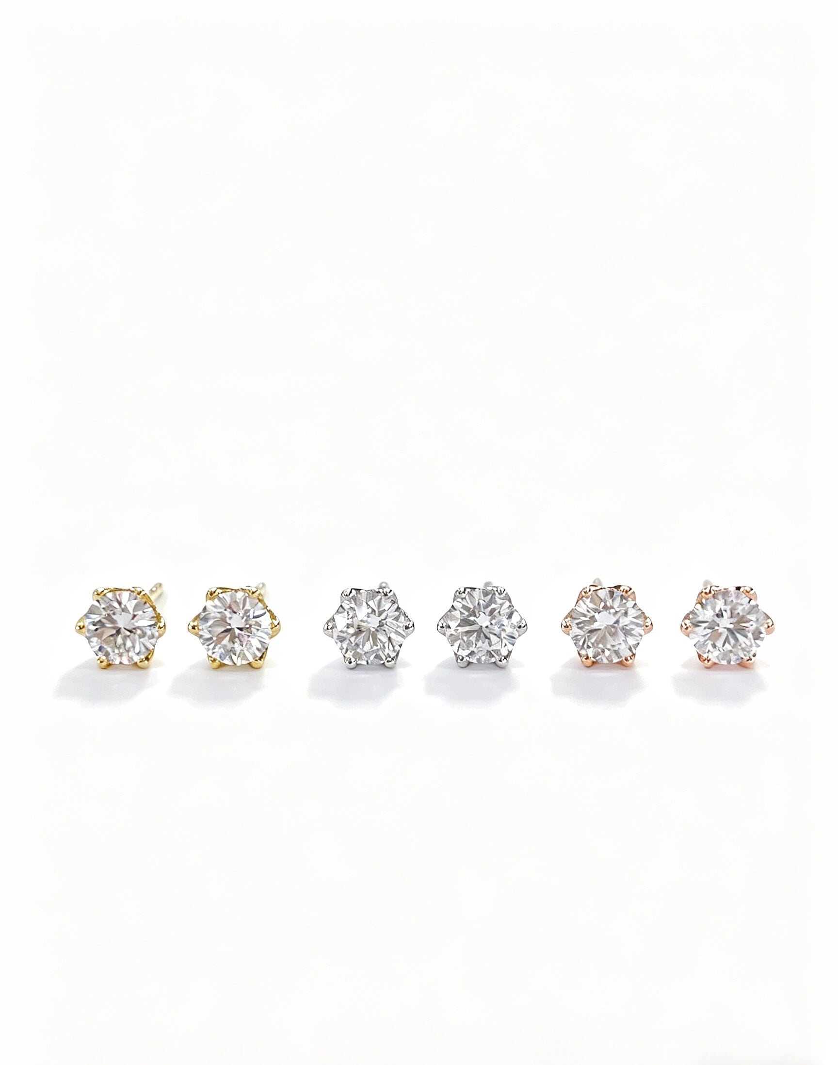 6 prongs round cut lab grown diamond earrings stud