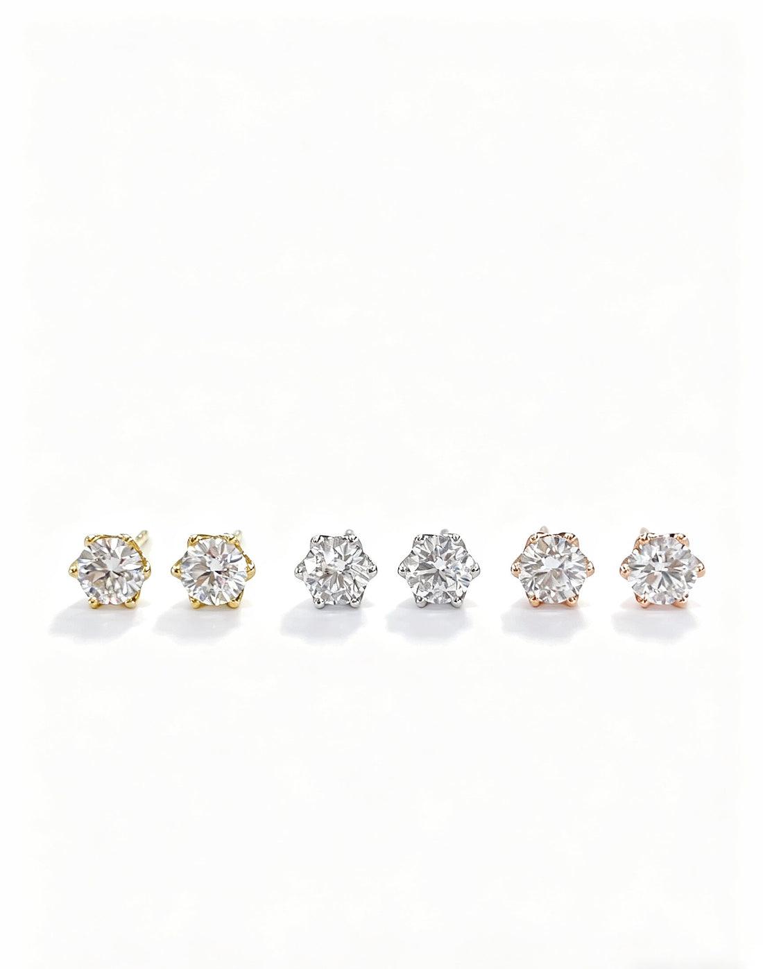 6 prongs round cut lab grown diamond earrings stud