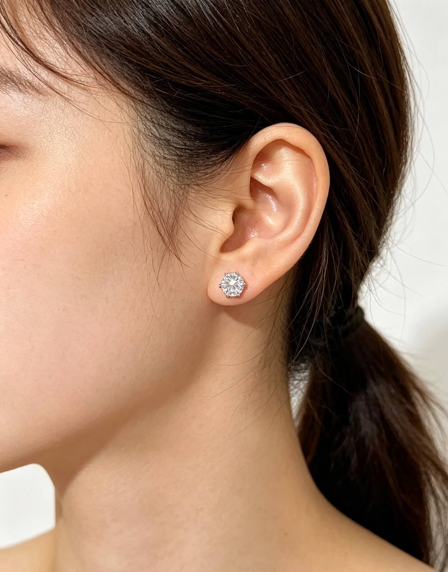 6 prongs round cut lab grown diamond earrings stud
