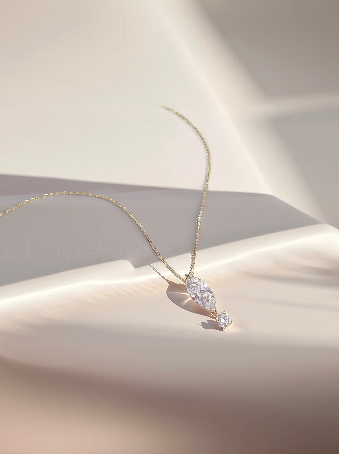 Agile design marquise and round cut lab grown diamond necklace