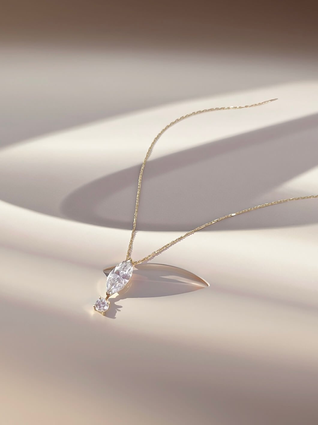 Agile design marquise and round cut lab grown diamond necklace