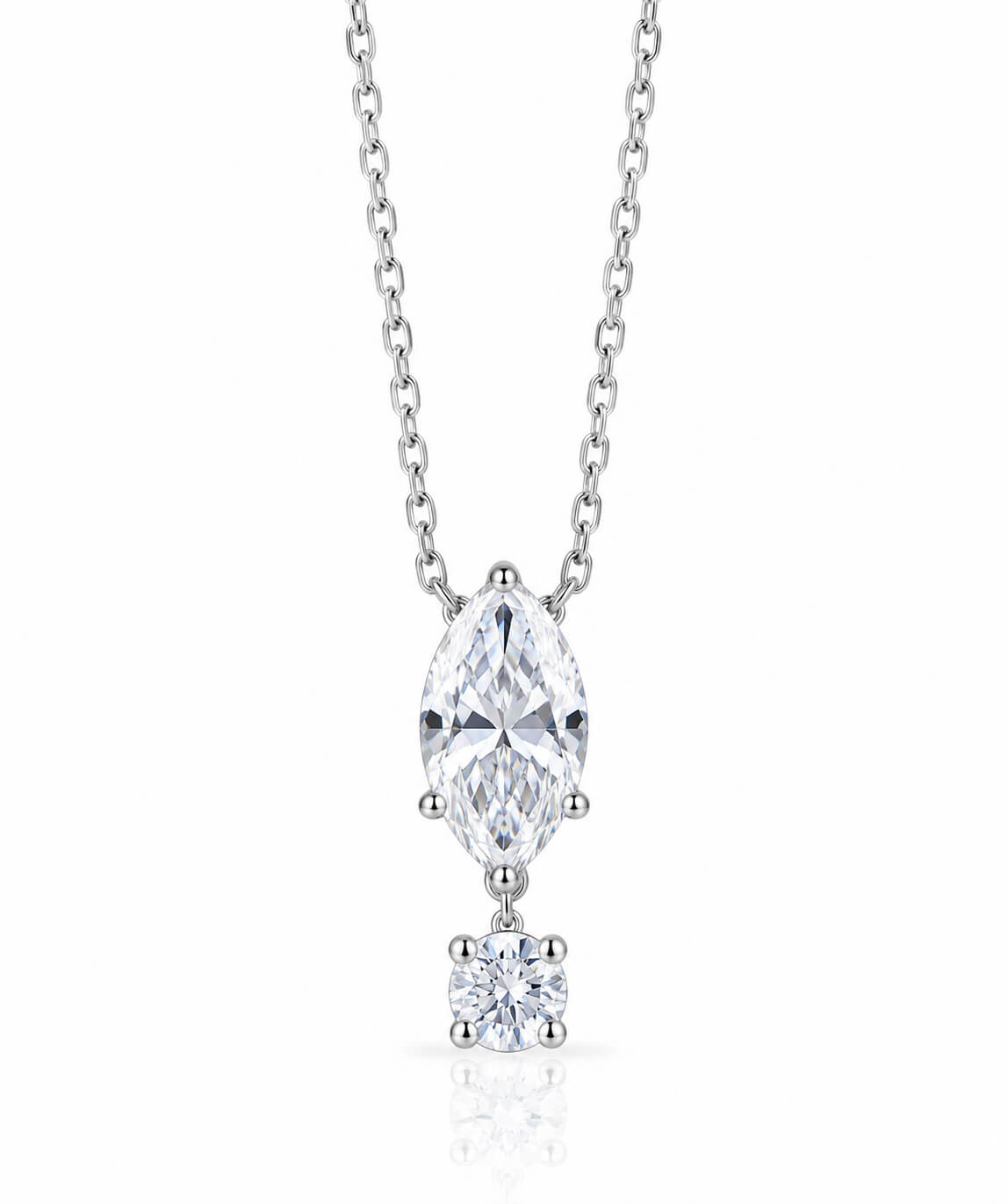 Agile design marquise and round cut lab grown diamond necklace