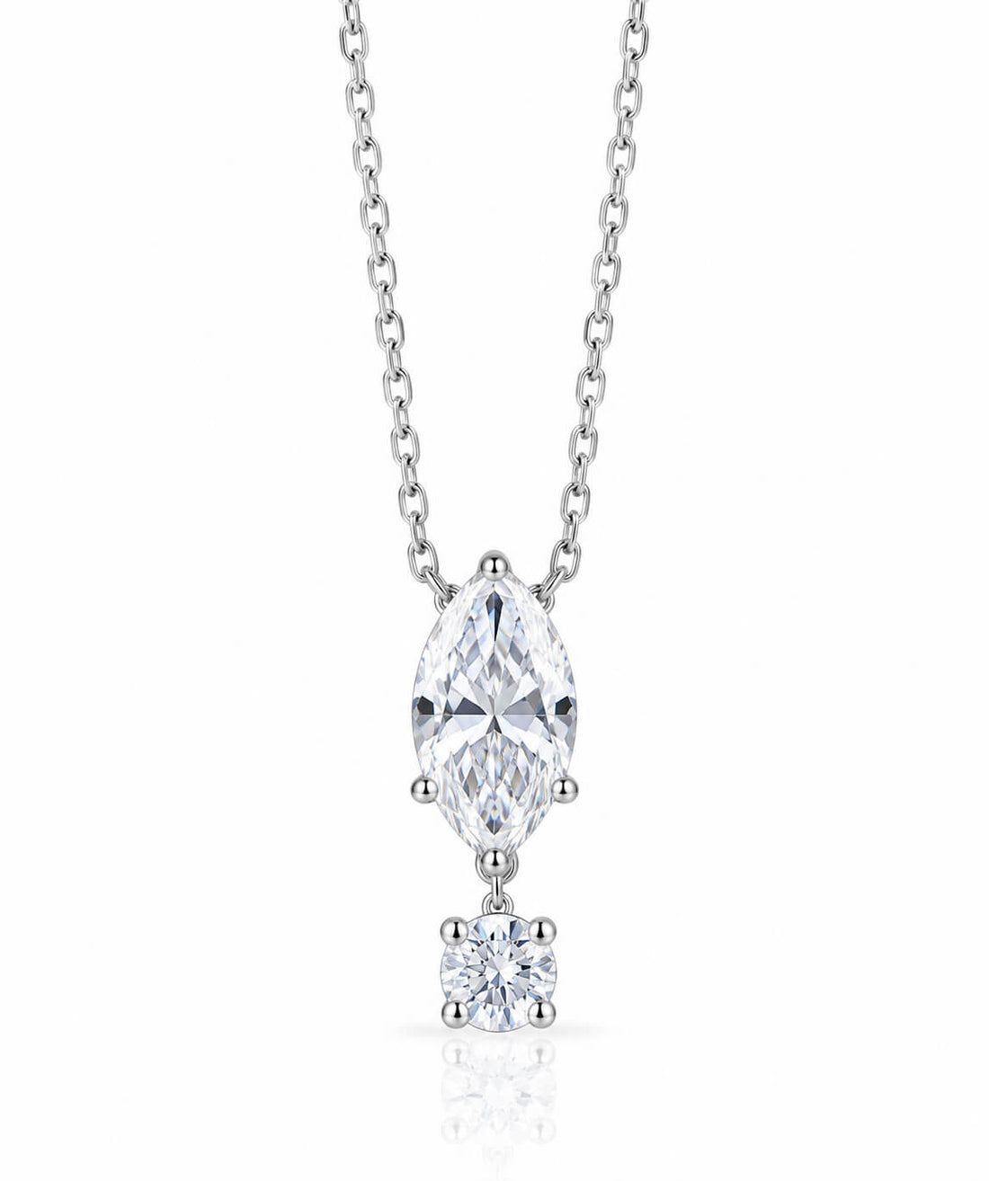 Agile design marquise and round cut lab grown diamond necklace