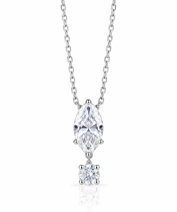 Agile design marquise and round cut lab grown diamond necklace