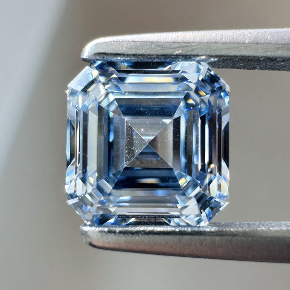 1.02ct VVS2 Asscher Cut Lab Grown Blue Diamond