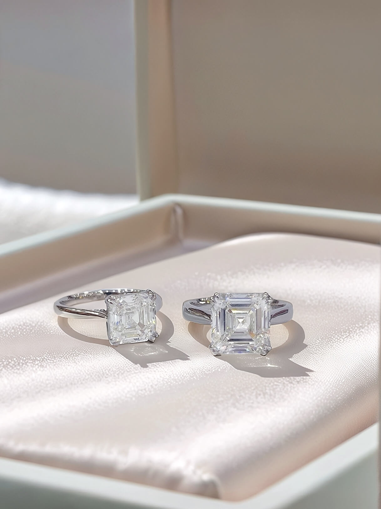 18K gold asscher lab grown diamond engagement ring