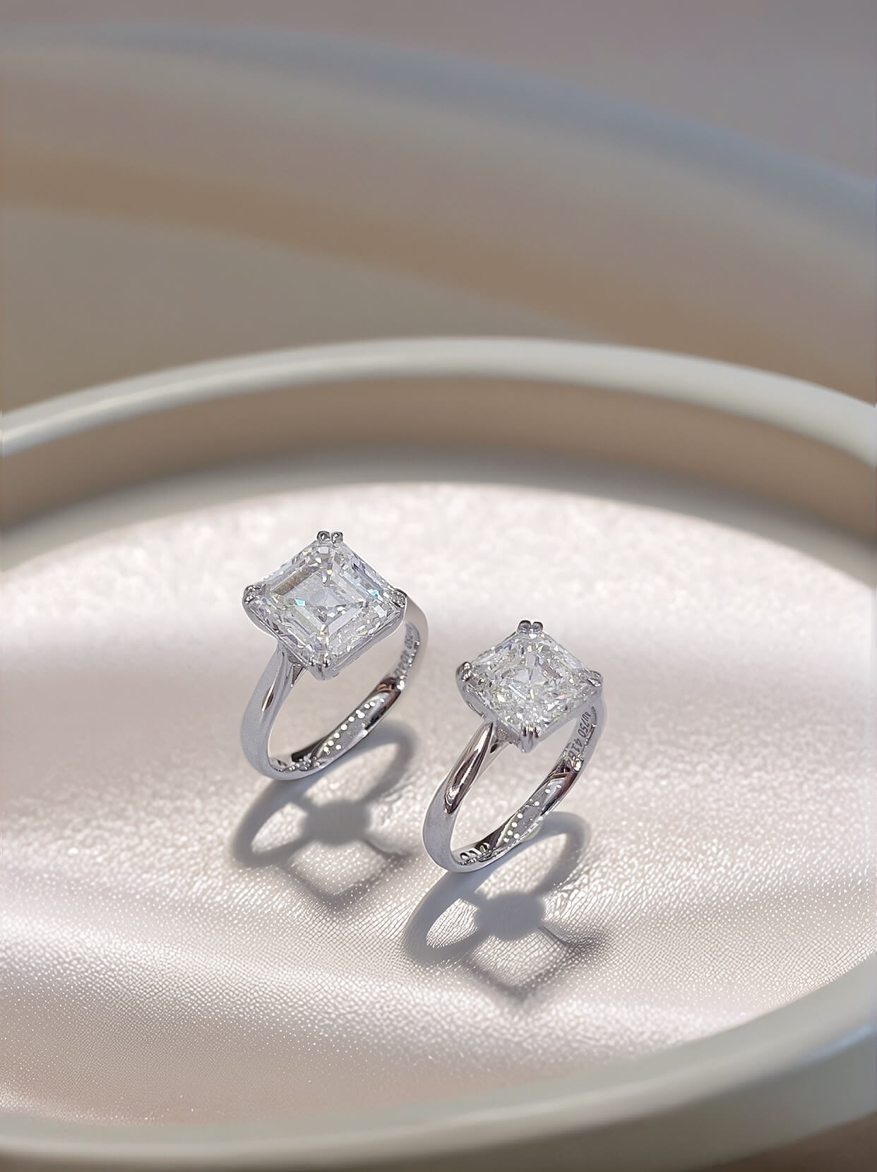 18K gold asscher lab grown diamond engagement ring