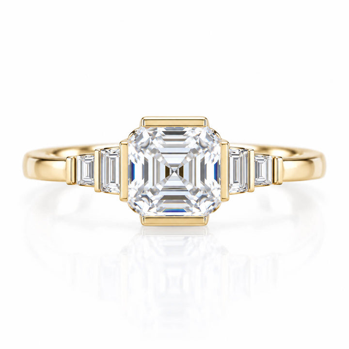 Asscher cut lab grown diamond engagement ring
