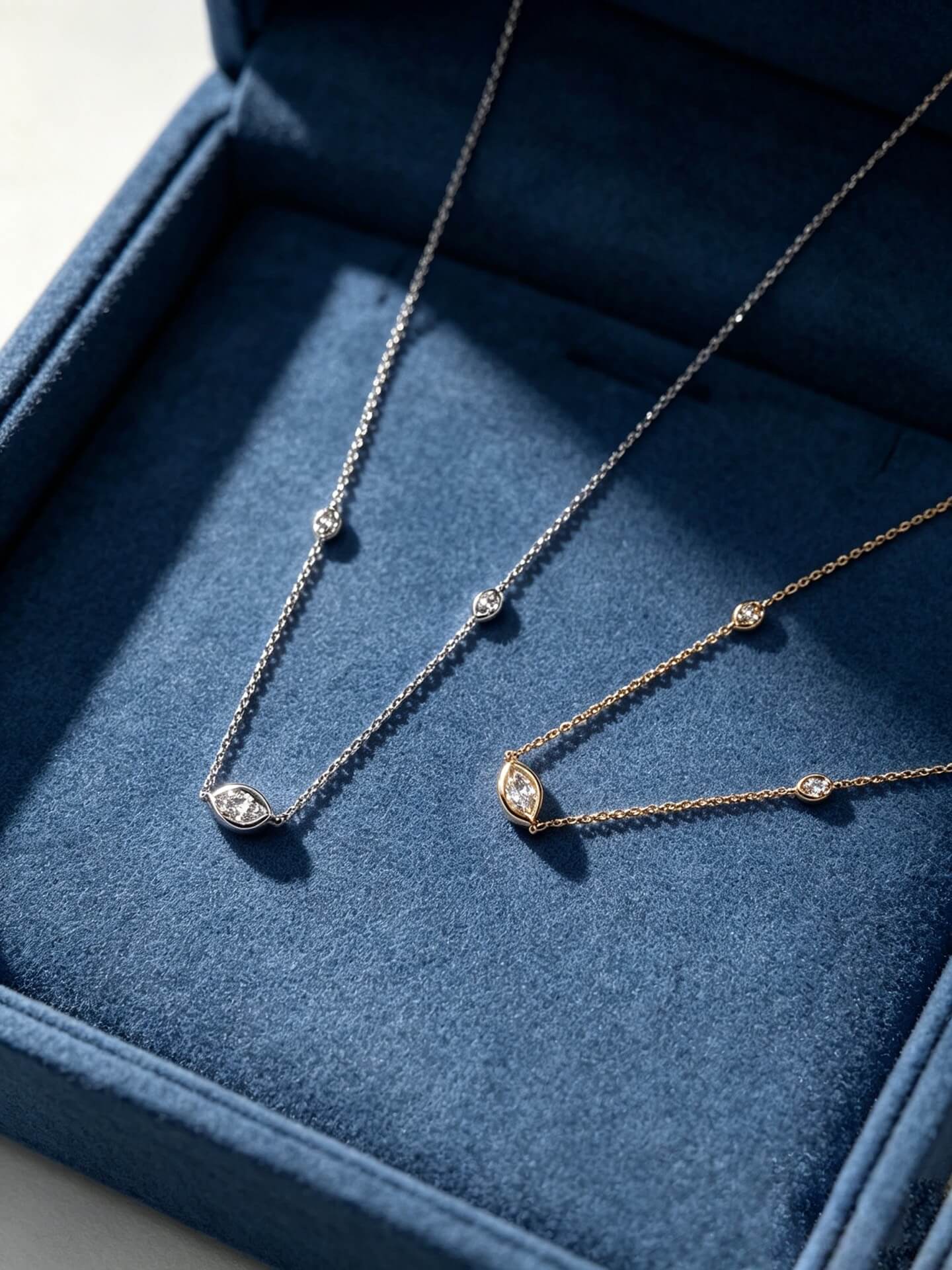 Bezel setting marquise cut lab grown diamond pendant necklace