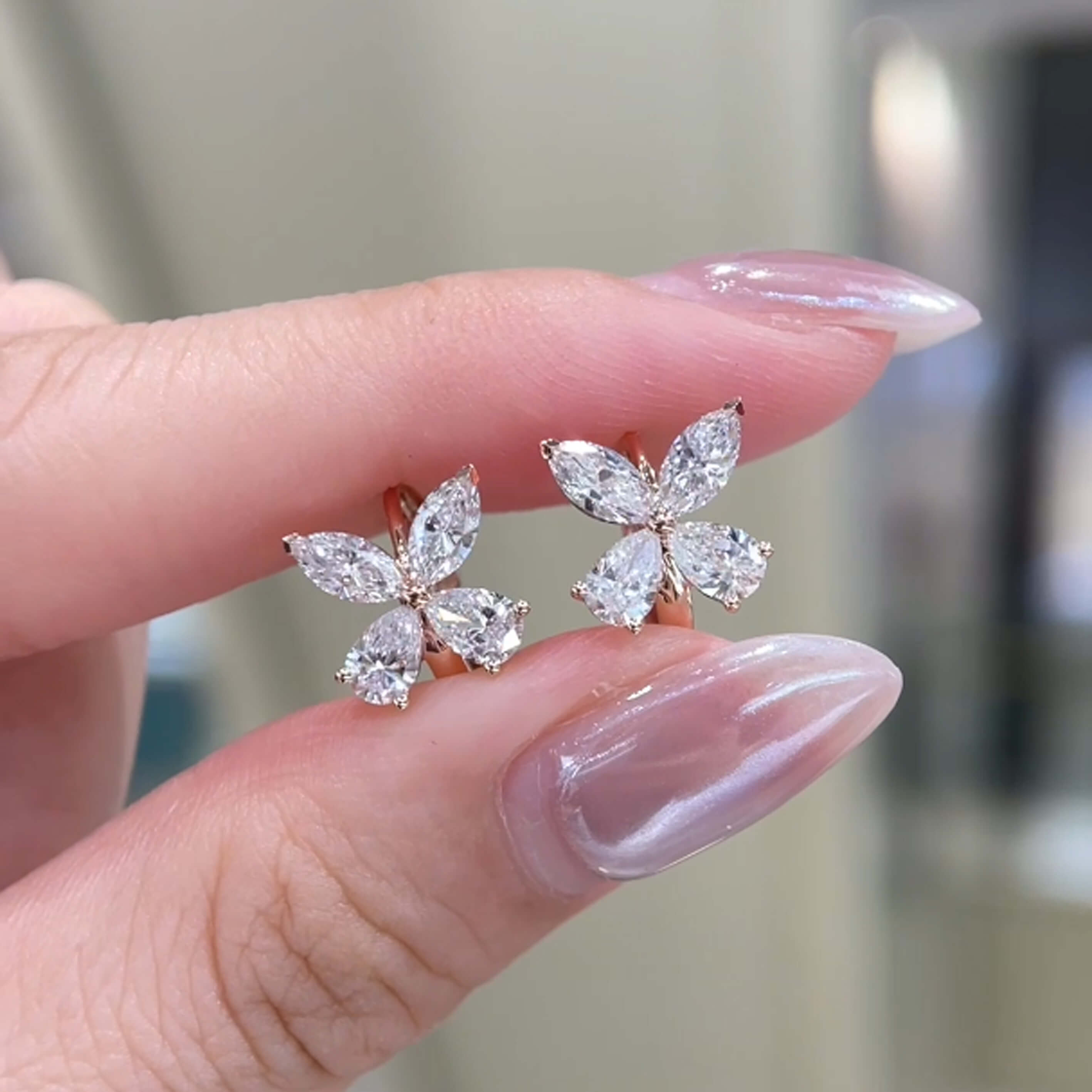 Butterfly design lab grown diamond hoop earrings