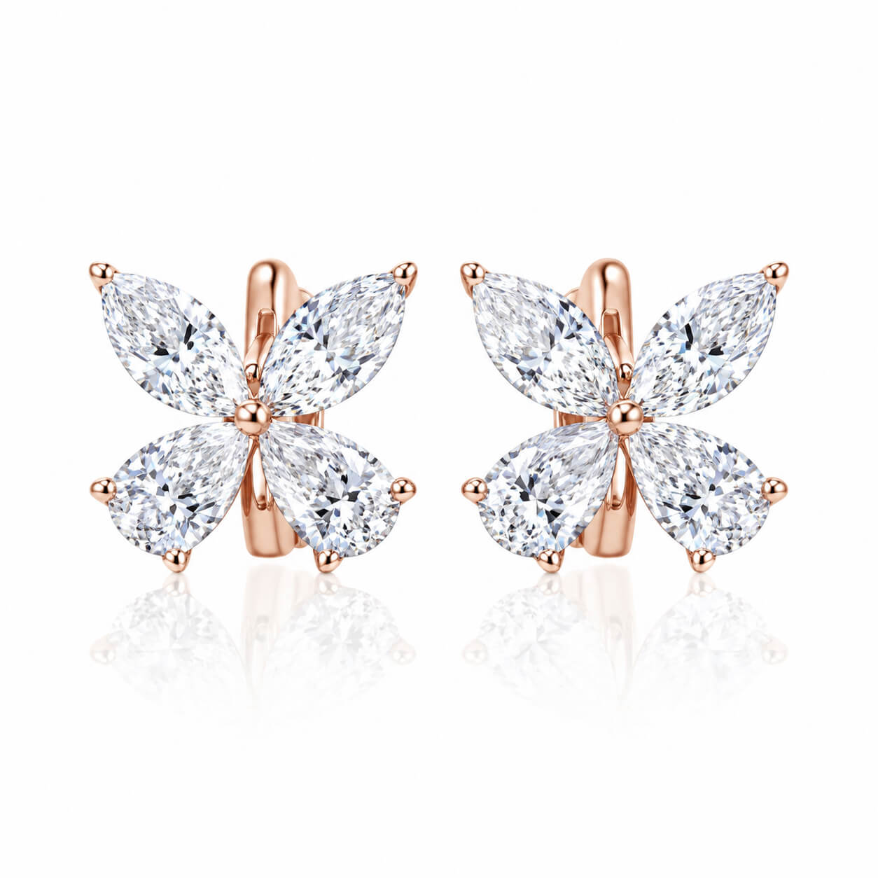 Butterfly design lab grown diamond hoop earrings