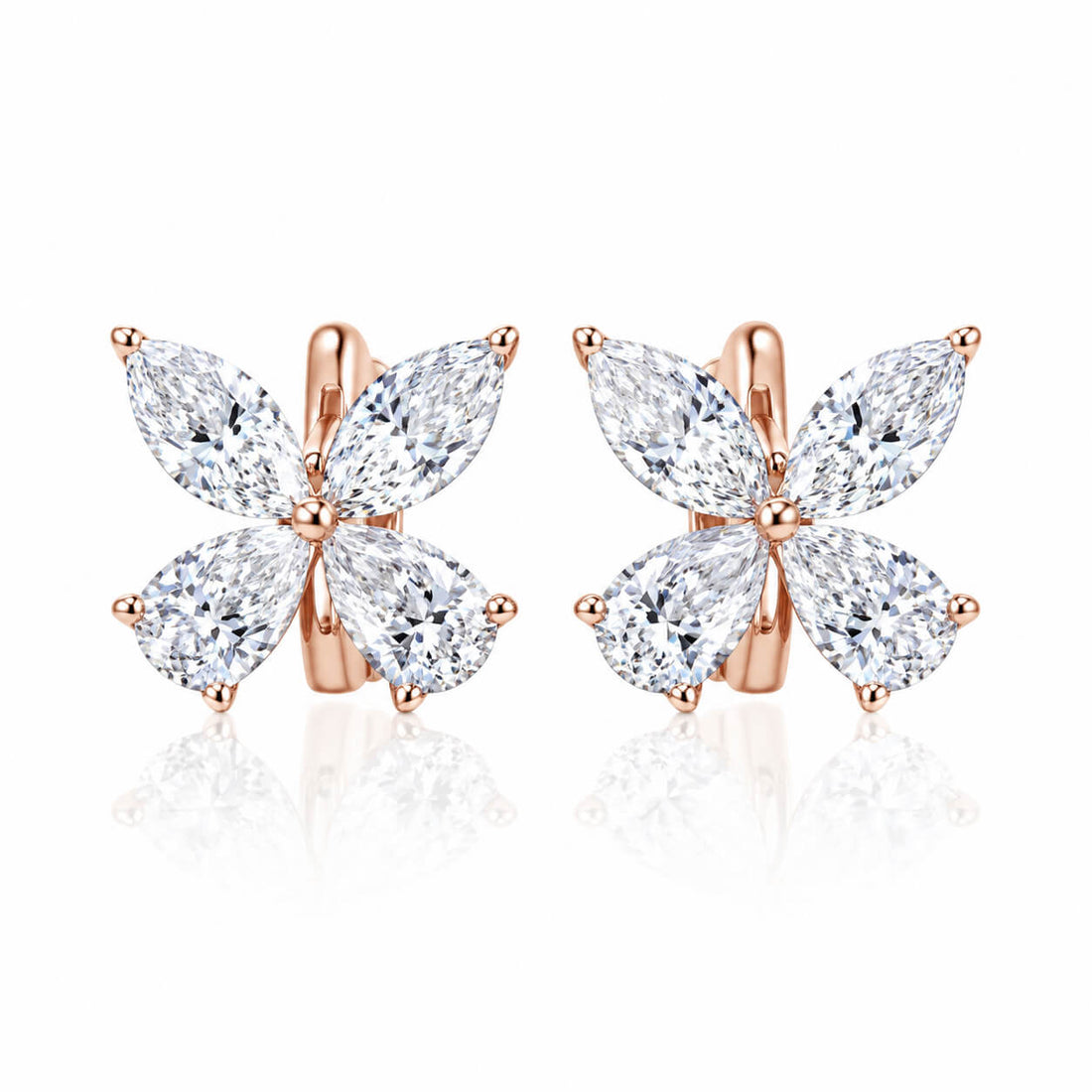 Butterfly design lab grown diamond hoop earrings