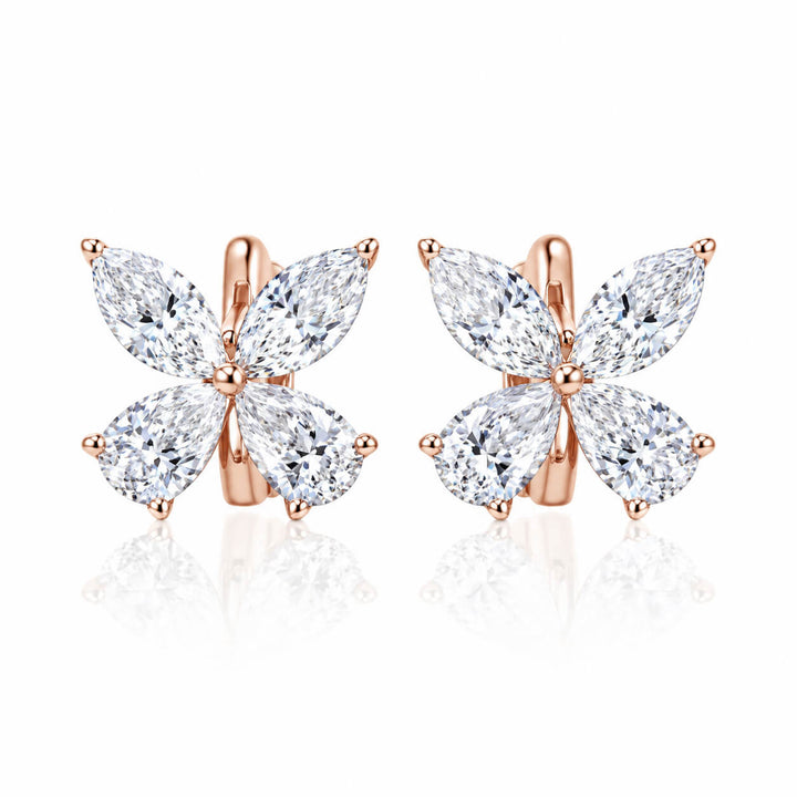Butterfly design lab grown diamond hoop earrings