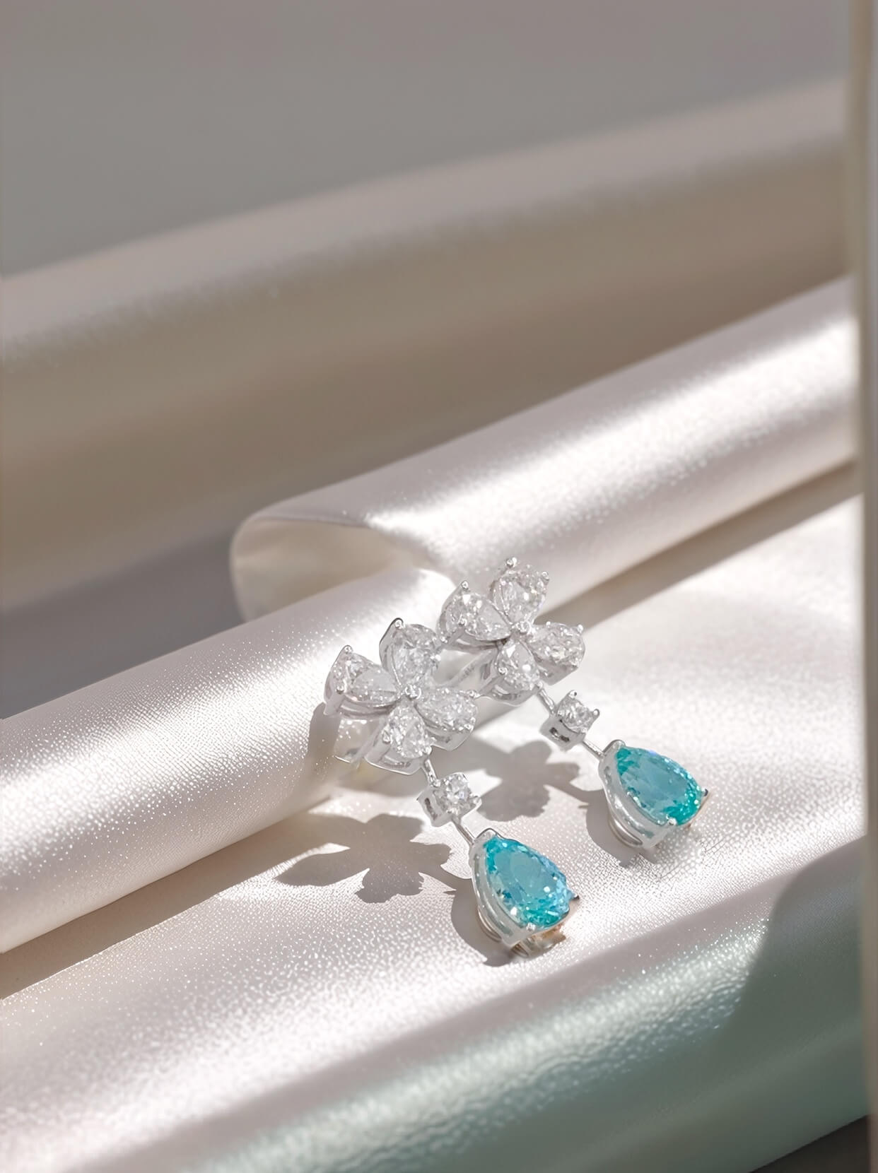Butterfly design pear cut lab grown Paraiba earrings stud