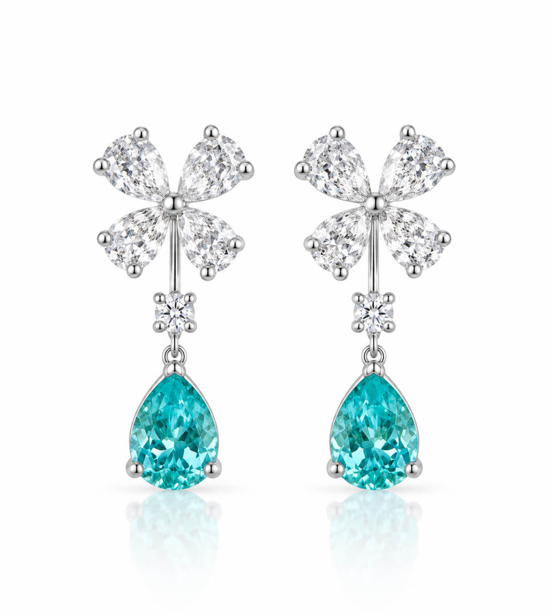 Butterfly design pear cut lab grown Paraiba earrings stud