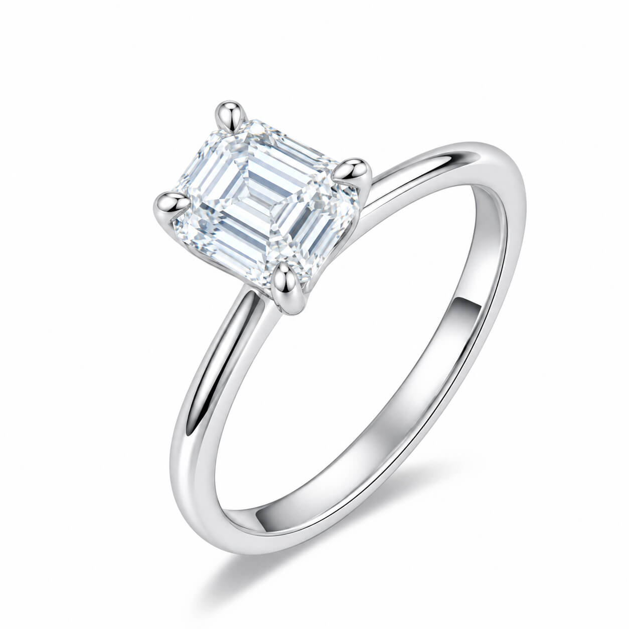 18K gold asscher lab grown diamond engagement ring