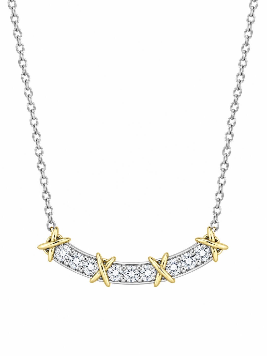 Color separation round cut lab grown diamond necklace