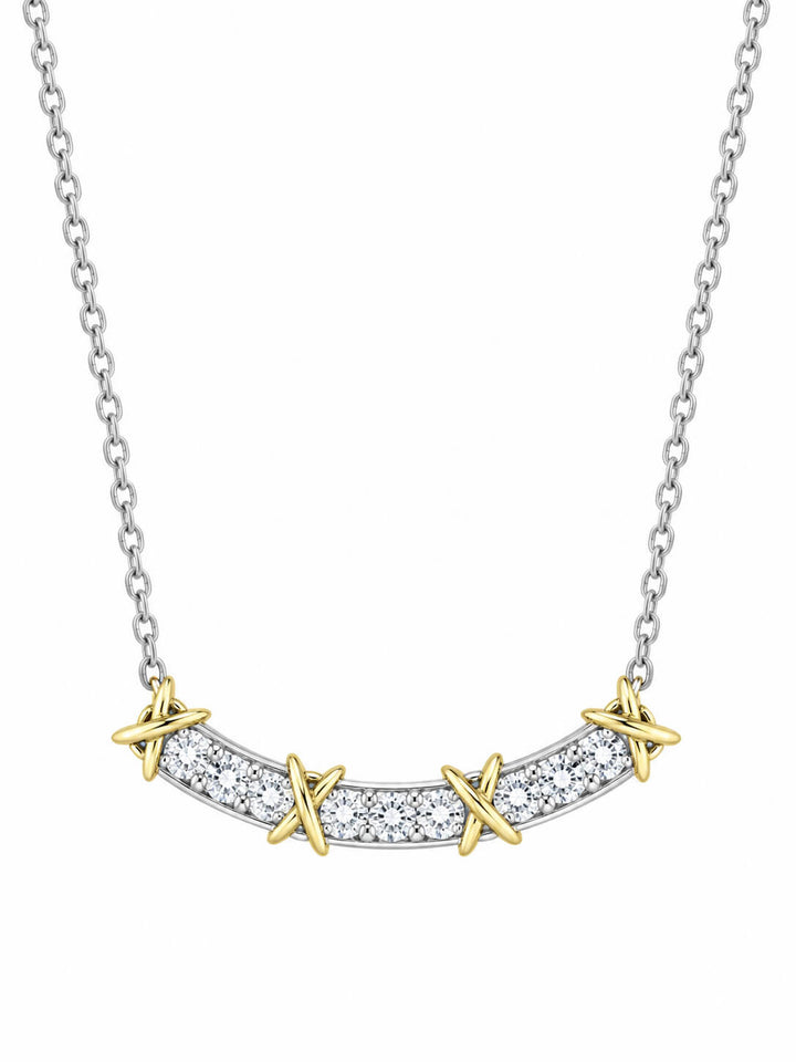 Color separation round cut lab grown diamond necklace