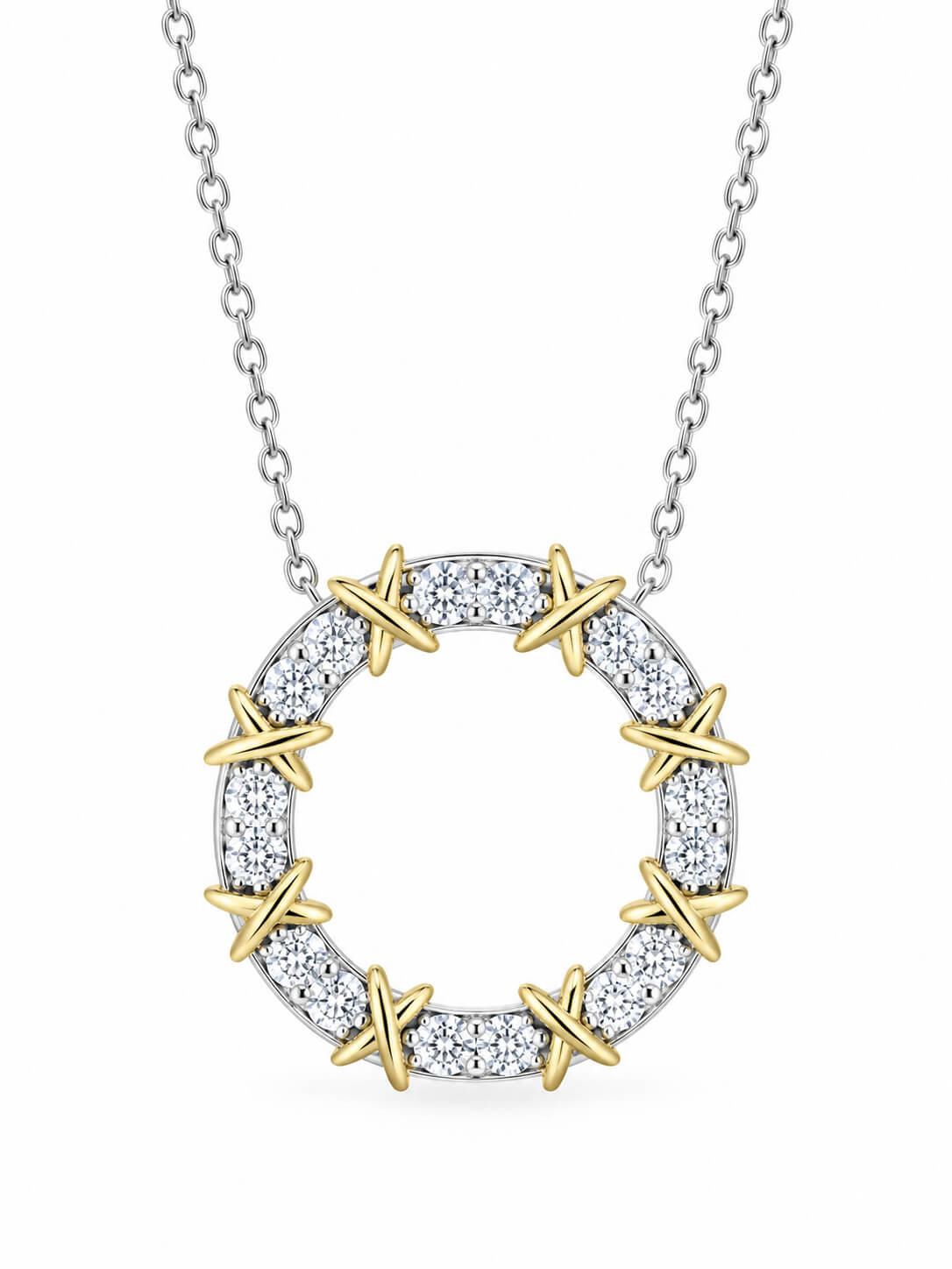 Color separation round cut lab grown diamond necklace