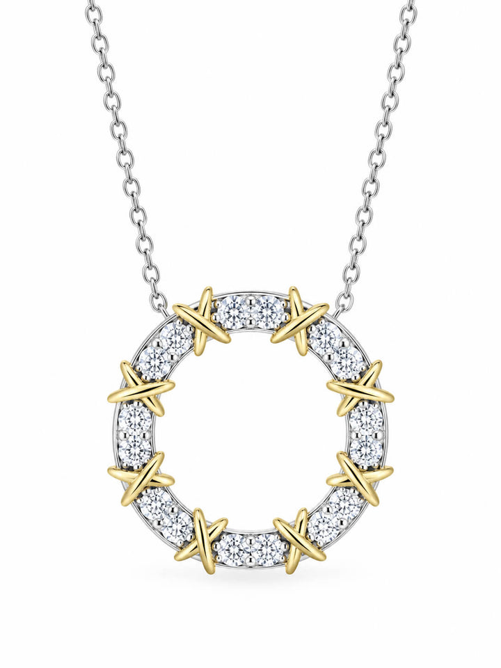 Color separation round cut lab grown diamond necklace