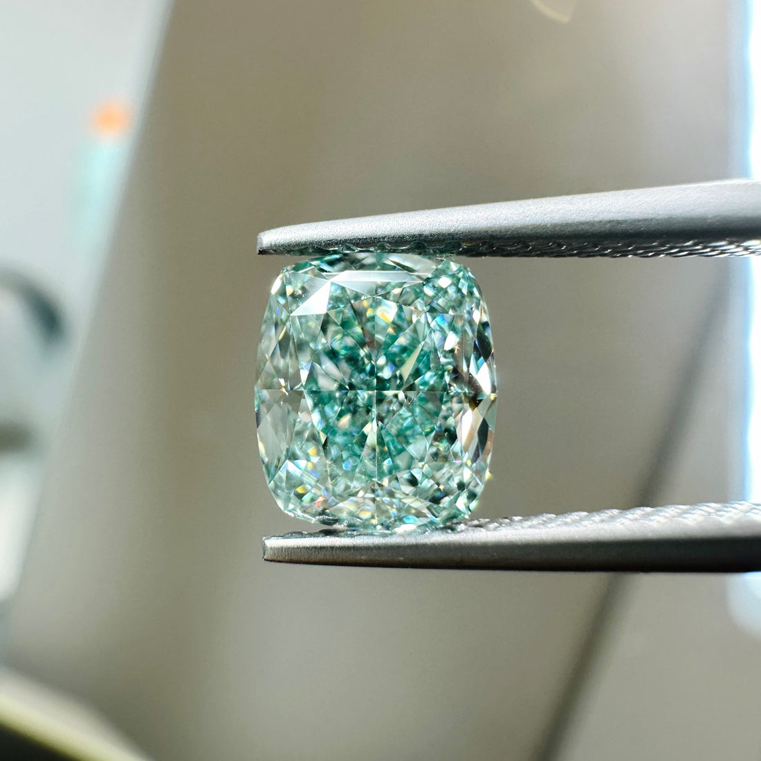 1.75ct VVS2 Cushion Cut Lab Grown Green Diamond