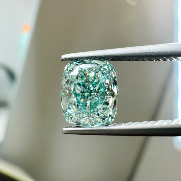 1.75ct VVS2 Cushion Cut Lab Grown Green Diamond