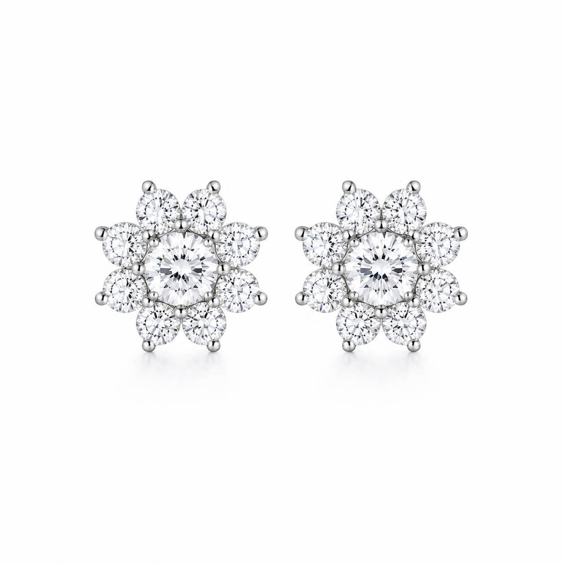 Eight-sided sunflower lab grown diamond earrings stud