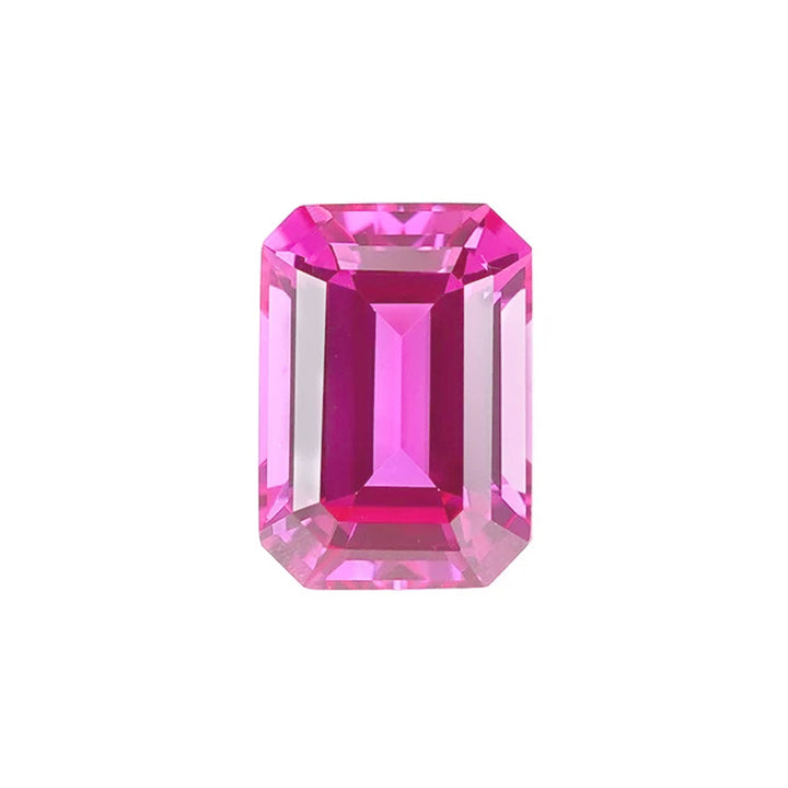 Emerald Cut Lab Grown Hot Pink Sapphire