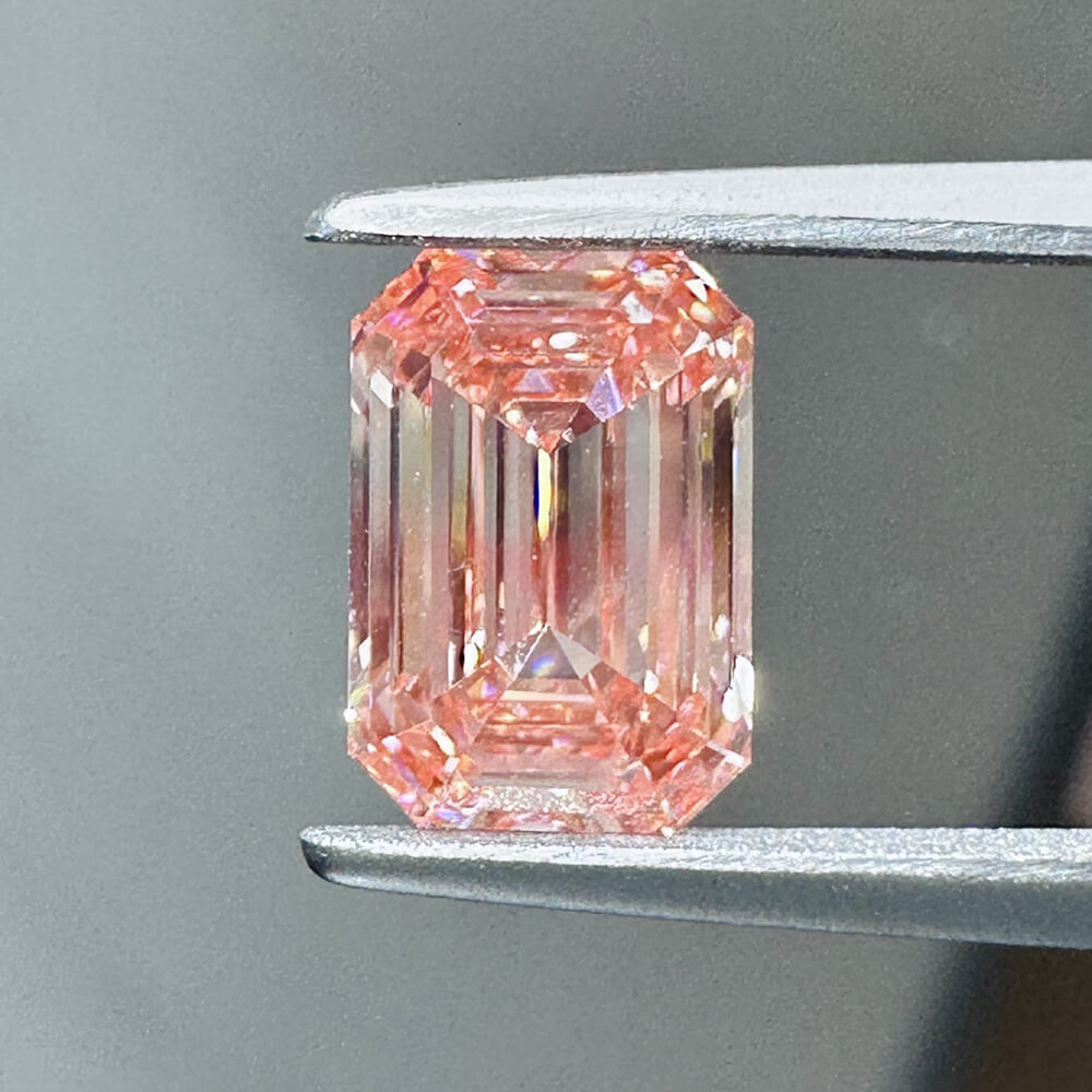 1.12ct VS1 Emerald Cut Lab Grown Pink Diamond