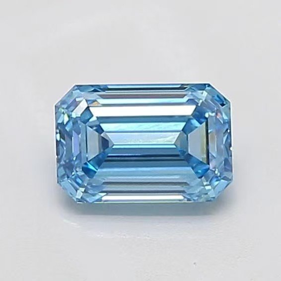 IGI certified 1.0 carat emerald cut lab grown blue diamond