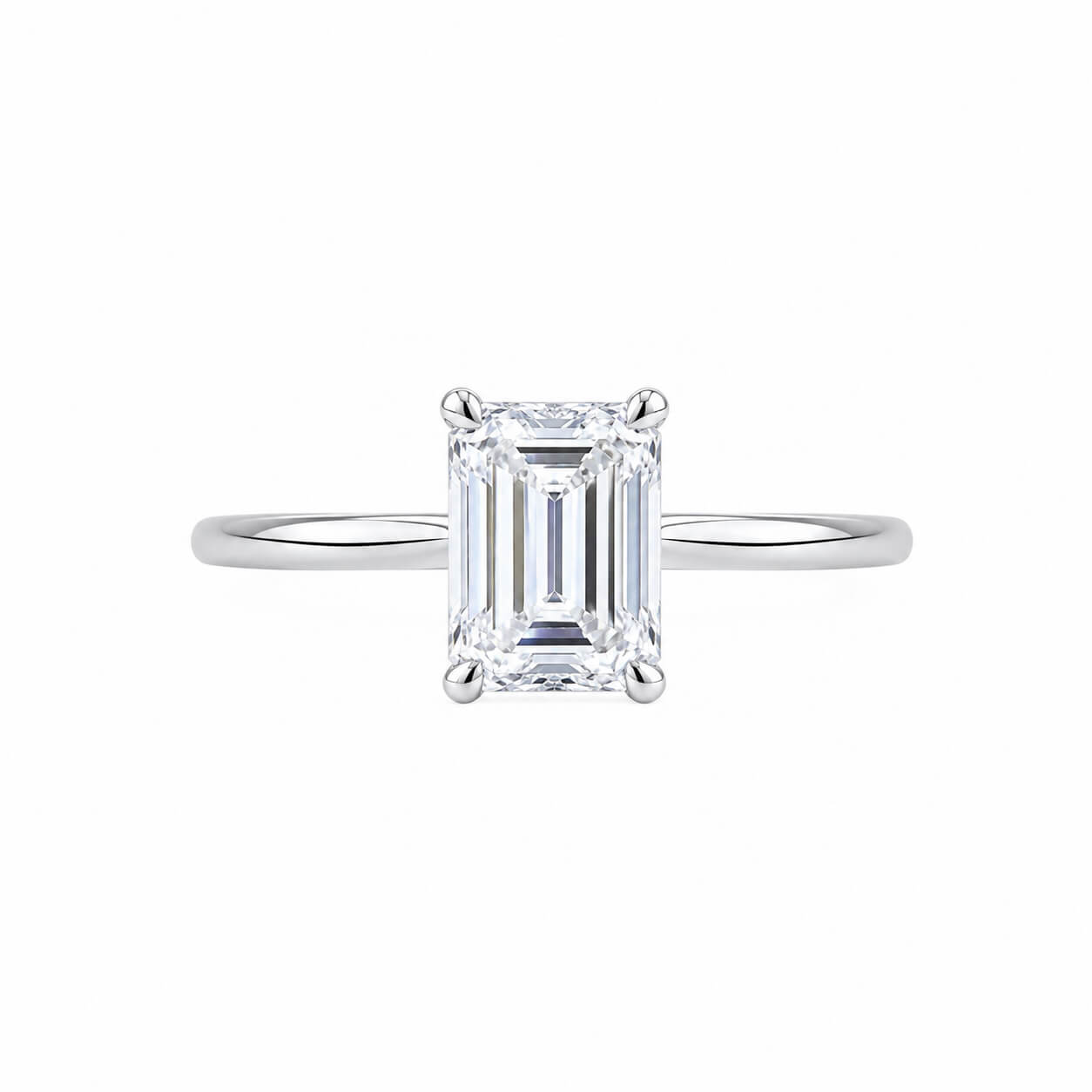 Emerald cut lab grown diamond engagement ring