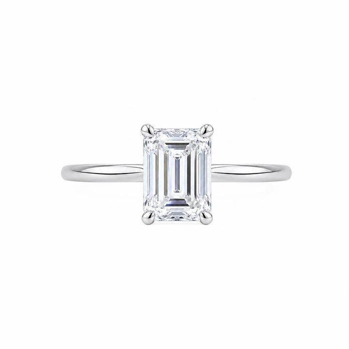 18K gold emerald lab grown diamond engagement ring