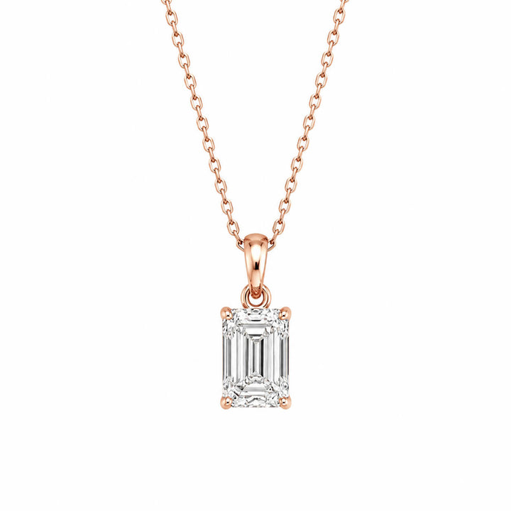 Emerald cut lab grown diamond pendant necklace