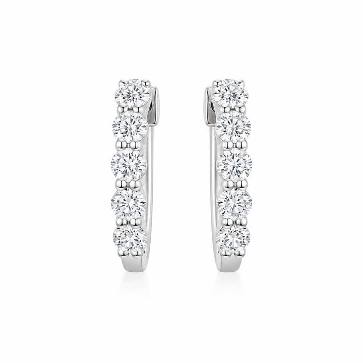 Five round cut lab grown diamond hoop earrings